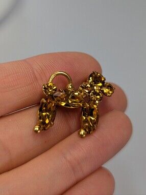 Gold-Tone Amber Crystal Poodle Brooch